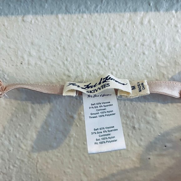 For Love & Lemons Skivvies Embroidered Pink Beige Bra Women's Size Medium - Picture 3 of 5